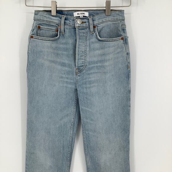 RE/DONE Size 26 Light Wash Jeans High Rise Ankle Crop Slim Fit Stretch G21-2 - Picture 5 of 7